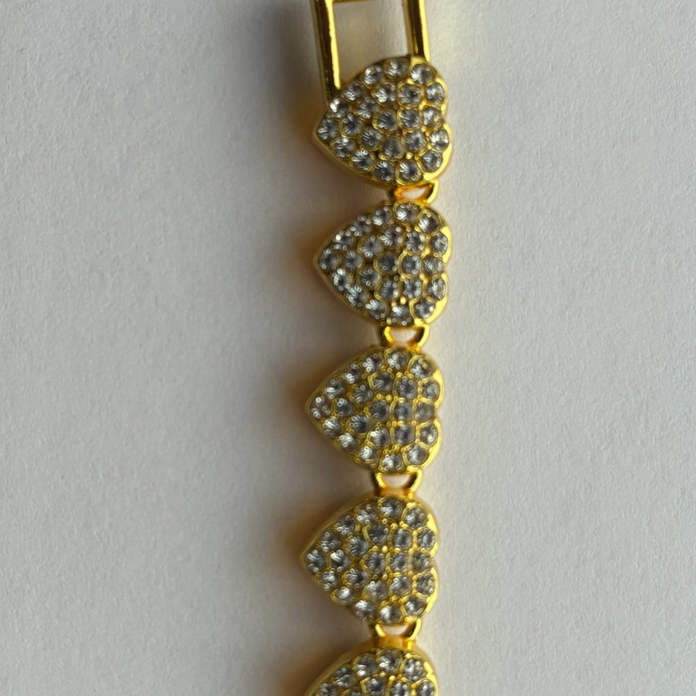 Fifth Avenue Strawberry Chain Gold Round Cut White Zircon Bracelet 7 inch